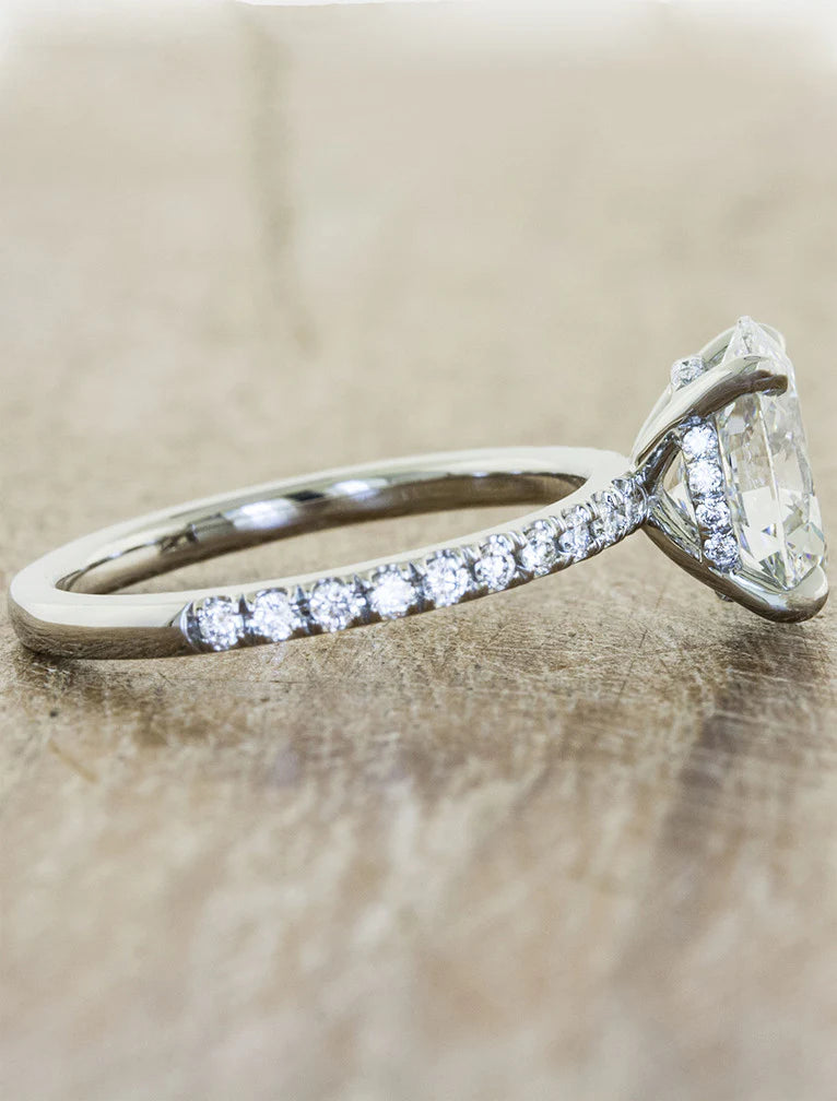 Oval Diamond Solitaire Pave Engagement Ring