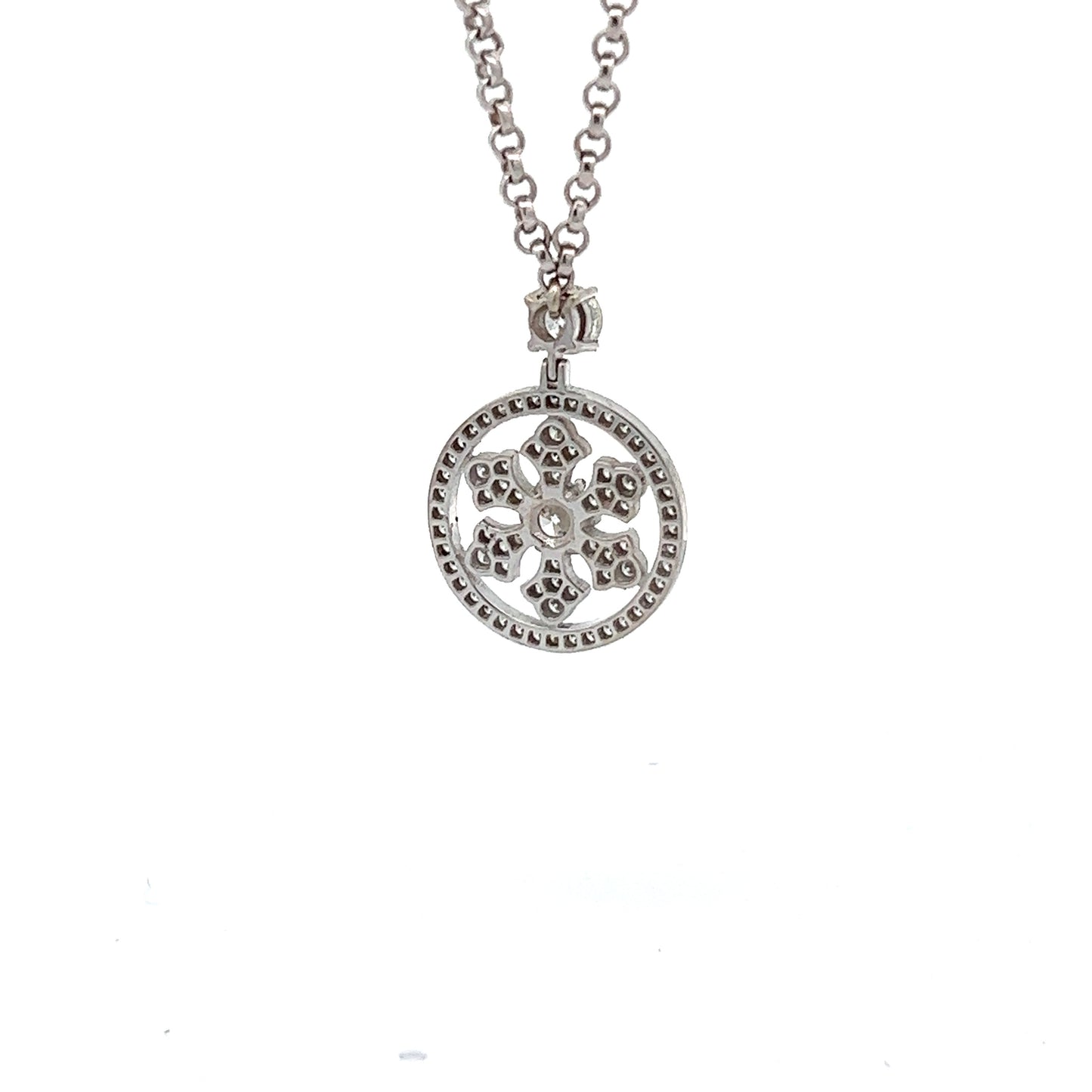 14K White Gold Diamond Snowflake Necklace