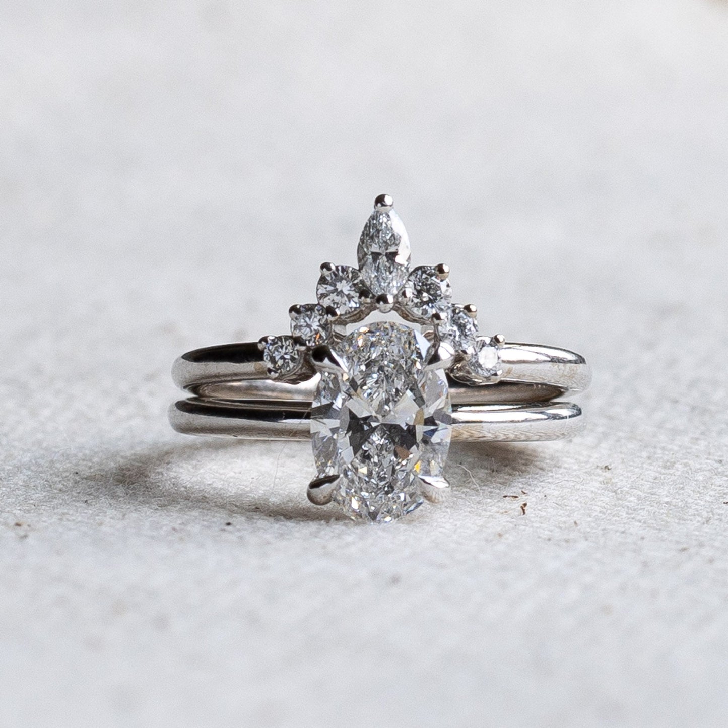 14K White Gold Diamond Engagement Ring Set