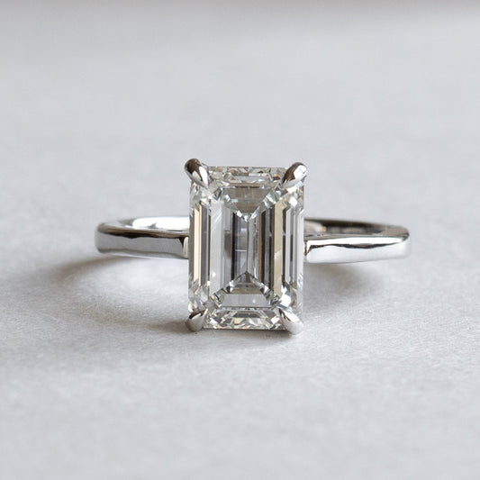 3.15 Carat Emerald Cut Diamond Engagement Ring