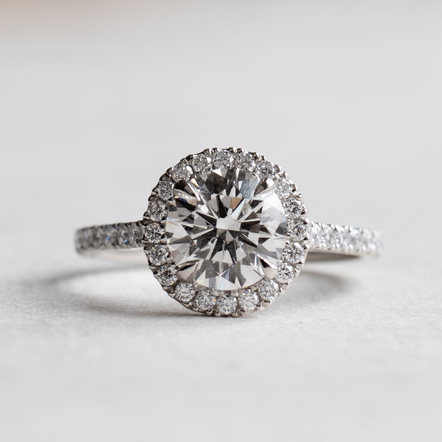 1.5 carat Round Lab Diamond Halo Engagement Ring