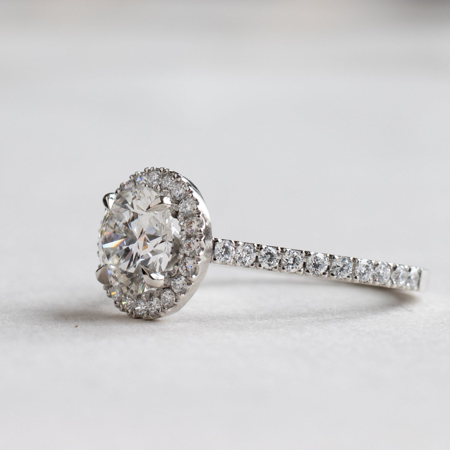1.5 carat Round Lab Diamond Halo Engagement Ring – AQJ