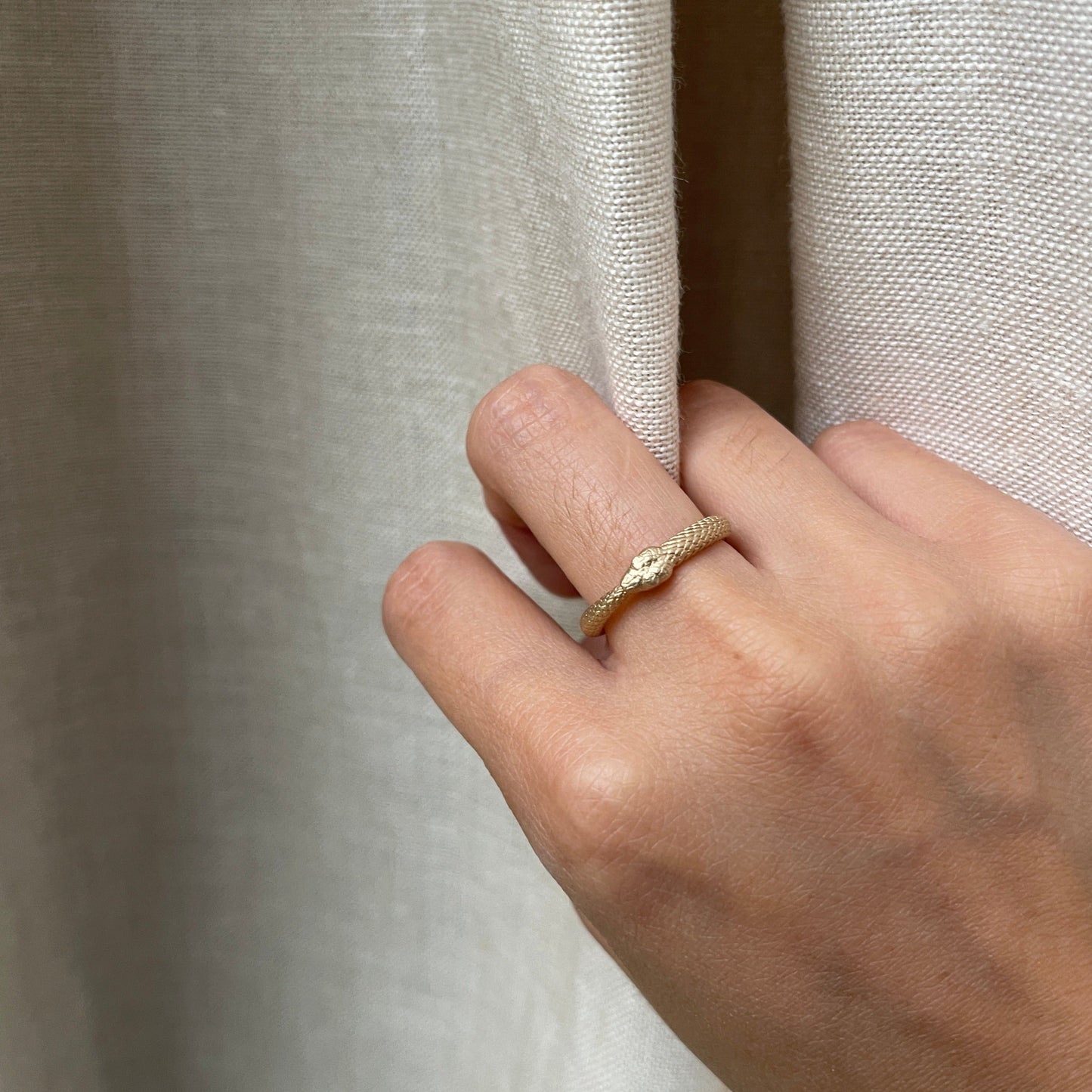 14k Serpent Emerald Ouroboros Ring